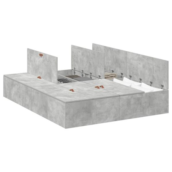 Bettgestell mit Stauraum Beton Grau 140x190 cm