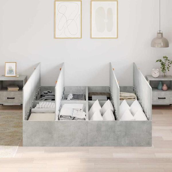 Bettgestell mit Stauraum Beton Grau 140x190 cm