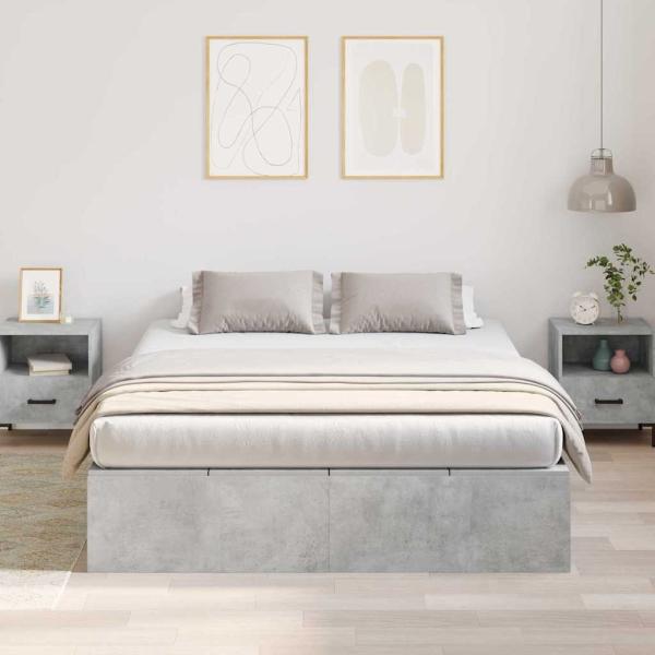 Bettgestell mit Stauraum Beton Grau 140x190 cm