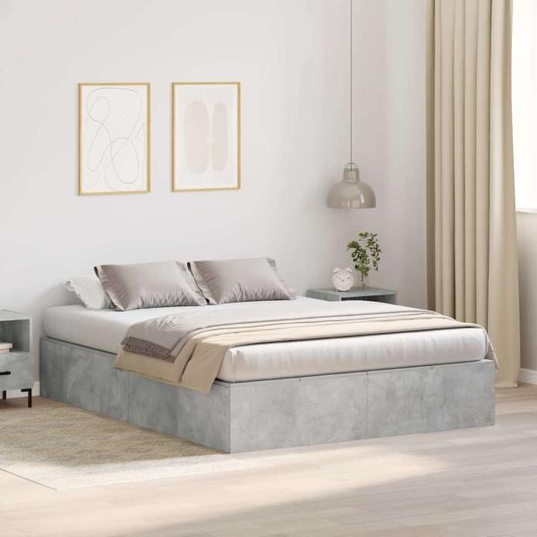 Bettgestell mit Stauraum Beton Grau 140x190 cm