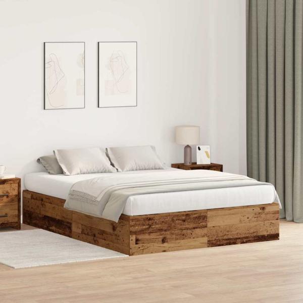 ARDEBO.de - Stauraumbett aus altem Holz 135x190 cm