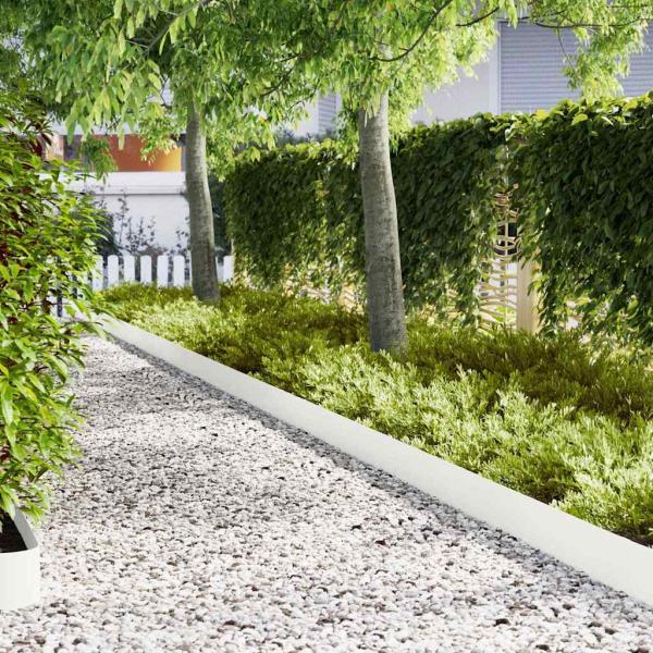 ARDEBO.de - Rasenabgrenzungen 50 Stück Weiß 100x0,5x20 cm Stahl