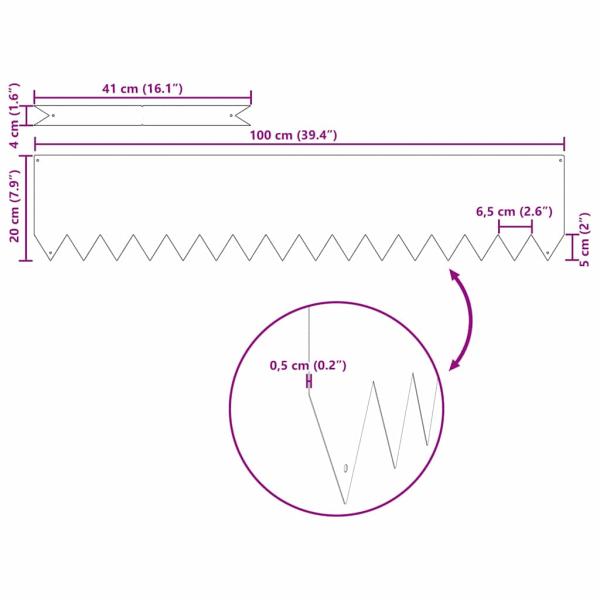 Rasenkante 50 Stück Olivgrün 100x0,5x20 cm Stahl