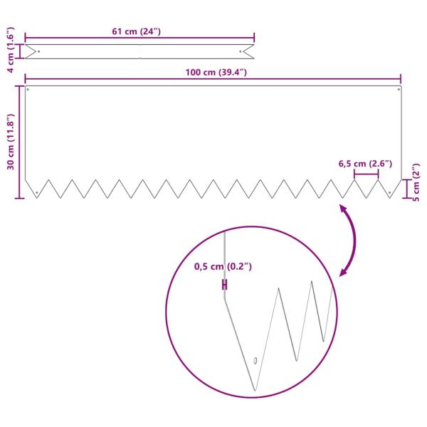 Rasenbegrenzungen 30 Stück Olivgrün 100x0,5x30 cm Stahl