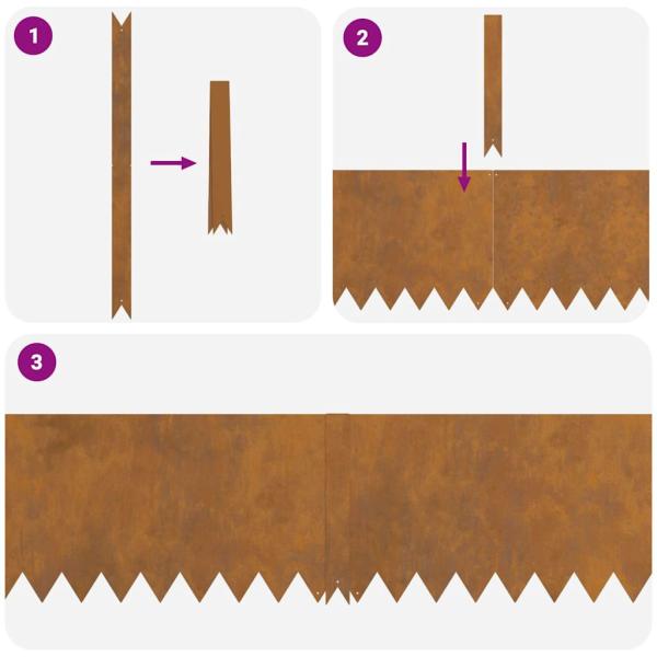 Rasenrandsteine 30 Stück 100x0,5x30 cm Wetterfester Stahl