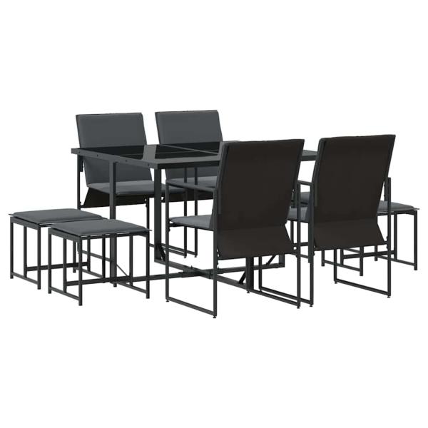 10-teiliges Gartenesszimmer-Set mit Kissen aus Stahl und Textilene