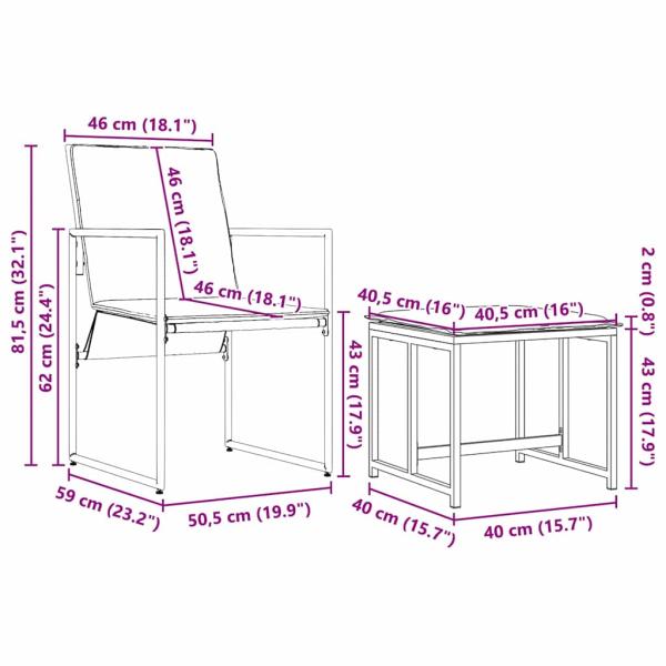 10-teiliges Gartenesszimmer-Set mit Kissen aus Stahl und Textilene