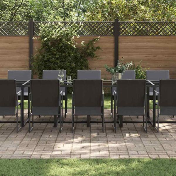 19-teiliges Garten-Esszimmer-Set mit Kissen aus Stahl und Textilene