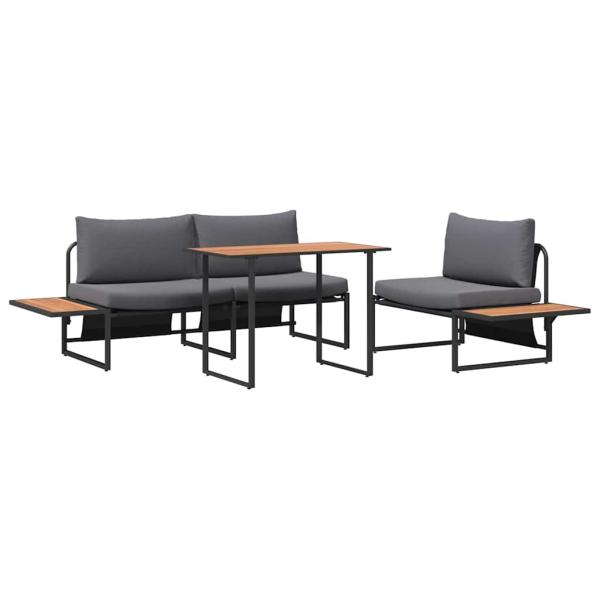 3-teiliges Garten-Dining-Set mit Anthrazit-Kissen