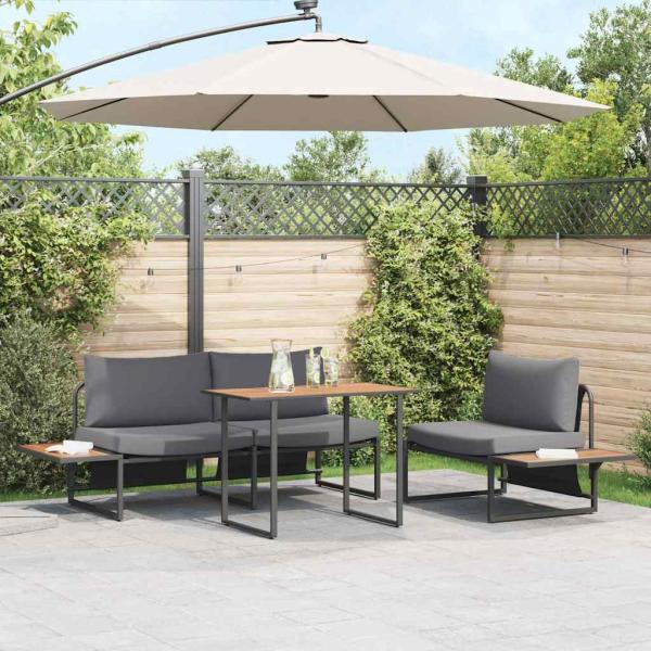 3-teiliges Garten-Dining-Set mit Anthrazit-Kissen