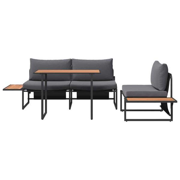 3-teiliges Garten-Dining-Set mit Anthrazit-Kissen