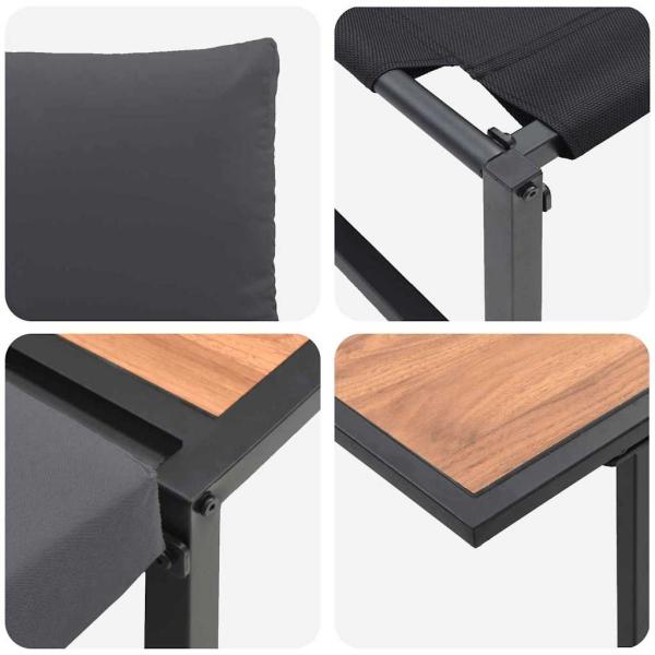 3-teiliges Garten-Dining-Set mit Anthrazit-Kissen