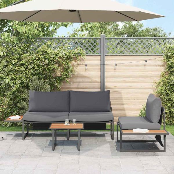 ARDEBO.de - 3-teiliges Garten-Sofa-Set mit anthrazitfarbenen Kissen