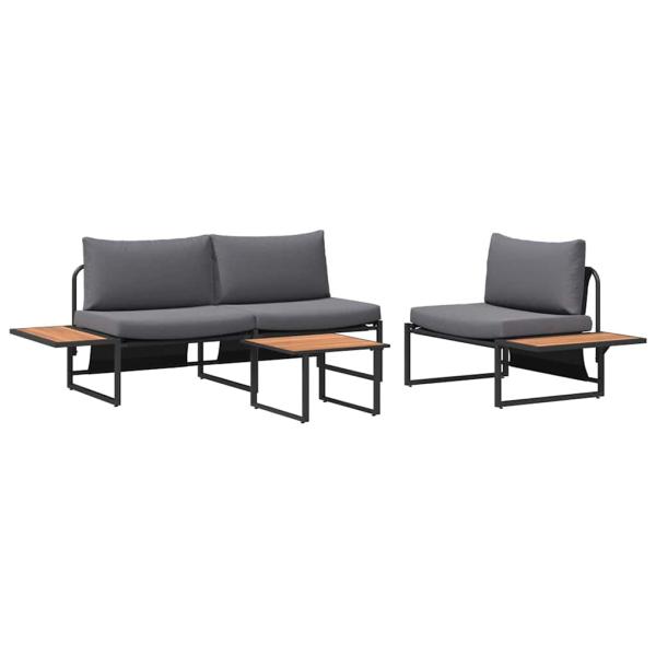 3-teiliges Garten-Sofa-Set mit anthrazitfarbenen Kissen