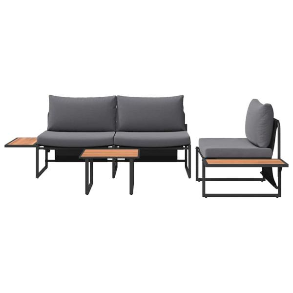 3-teiliges Garten-Sofa-Set mit anthrazitfarbenen Kissen