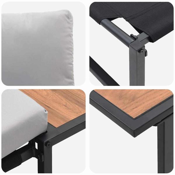 3-teiliges Garten-Sofa-Set mit hellgrauen Kissen