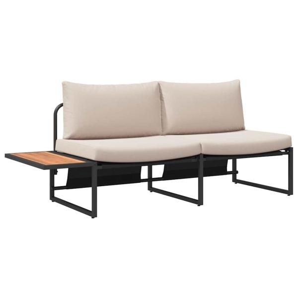 3-teiliges Garten-Sofa-Set mit taupefarbenen Kissen