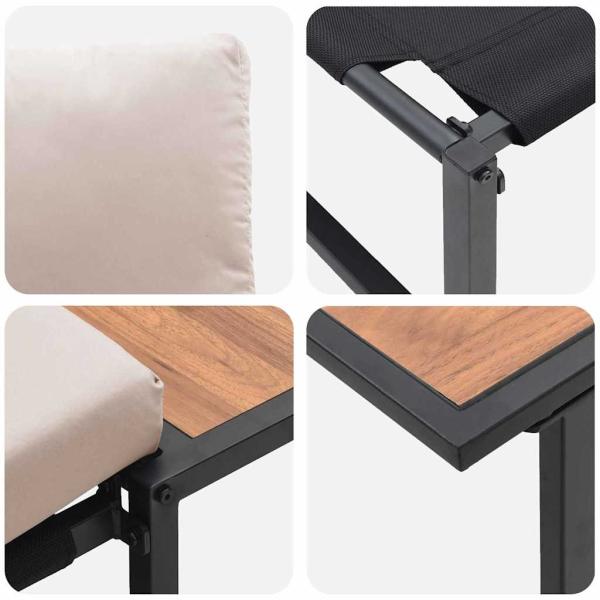 3-teiliges Garten-Sofa-Set mit taupefarbenen Kissen