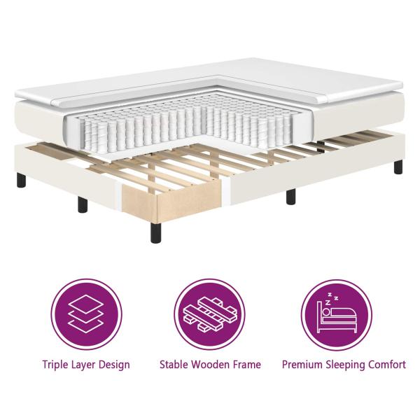 Boxspringbett Creme Einzel Cord Stoff