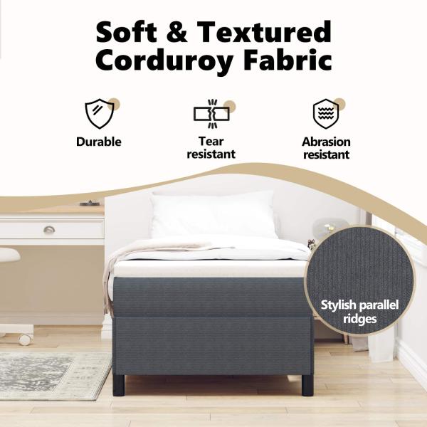 Boxspringbett Dunkelgrau 90x200 cm aus Cord