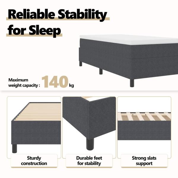 Boxspringbett Dunkelgrau 90x200 cm aus Cord