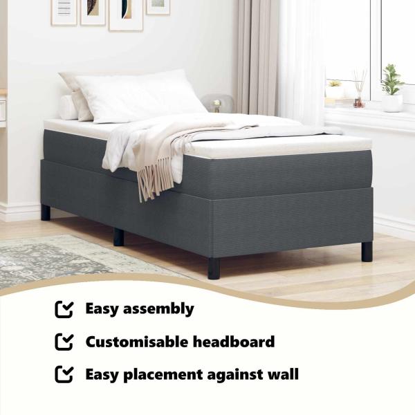 Boxspringbett Dunkelgrau 90x200 cm aus Cord