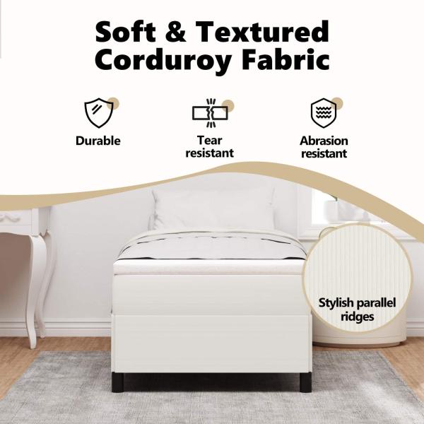 Boxspringbett Creme 90x200 cm Cord-Stoff