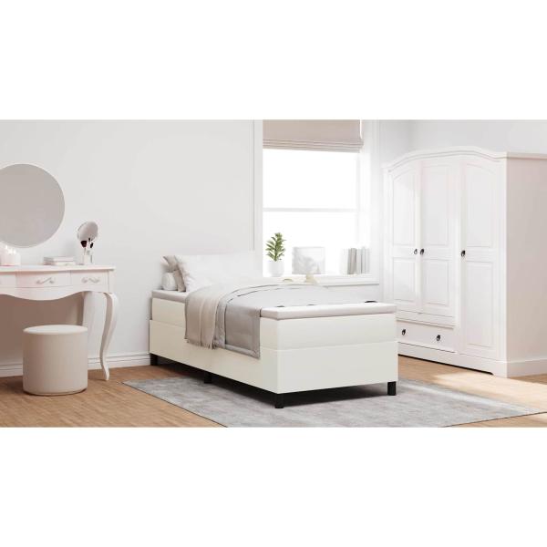 Boxspringbett Creme 90x200 cm Cord-Stoff