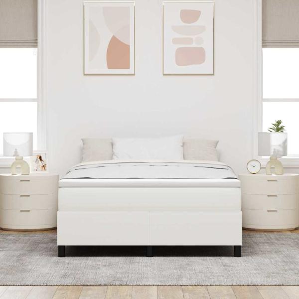 Boxspringbett Creme 140x200 cm aus Cordstoff