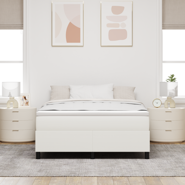 Boxspringbett Creme 160x200 cm Cord-Stoff