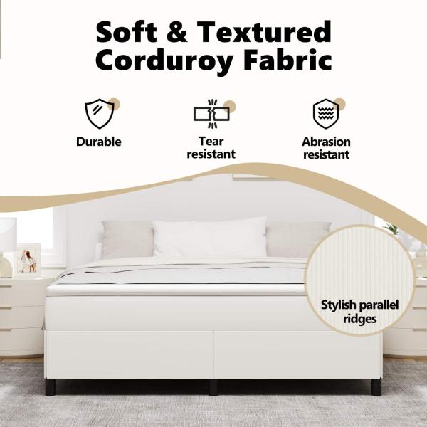 Boxspringbett Creme 200x200 cm Cordstoff