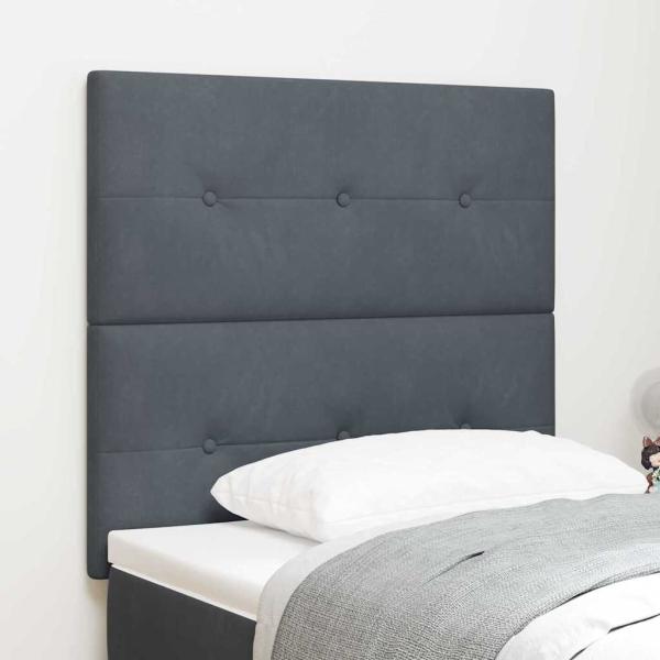ARDEBO.de - Kopfteil mit Knopfheftung Dunkelgrau 80 cm Samt