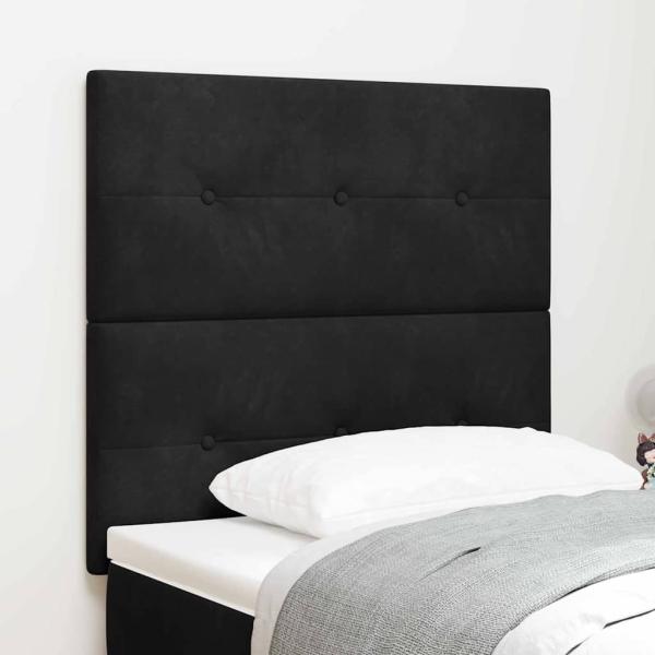 ARDEBO.de - Kopfteil mit Knopfheftung Schwarz 100 cm Samt