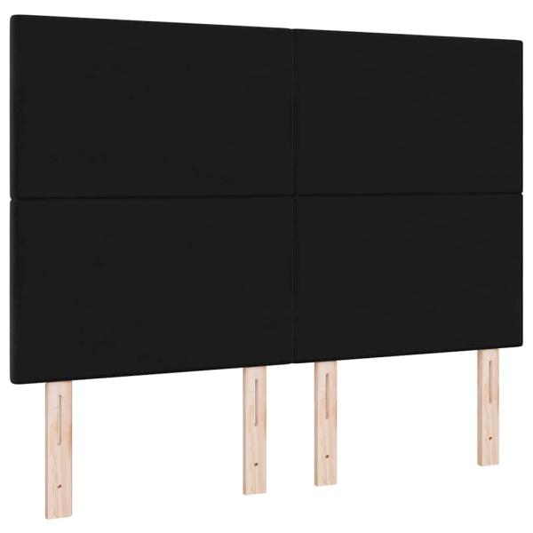 Kopfteil Mit Knöpfen Gepolstert Schwarz 140 cm Samt