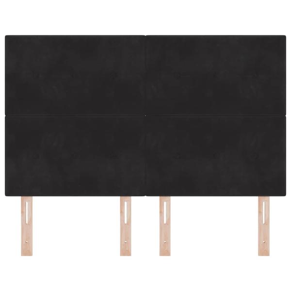Kopfteil Mit Knöpfen Gepolstert Schwarz 140 cm Samt