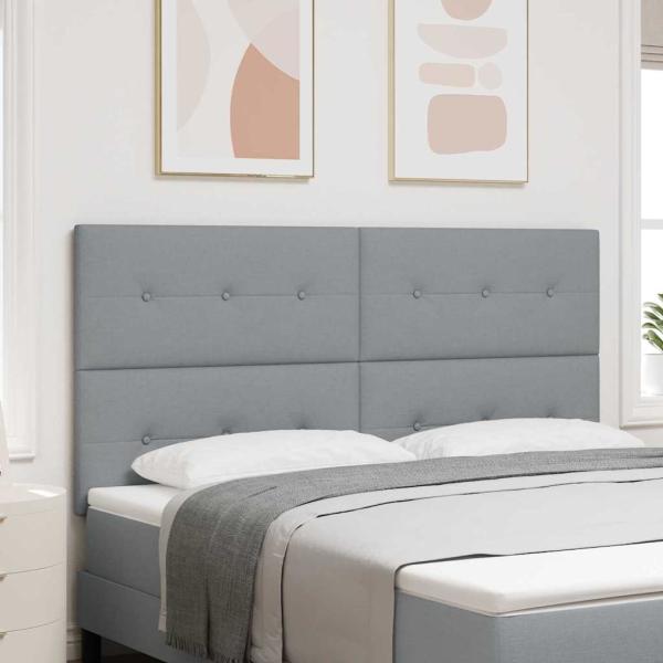 ARDEBO.de - Kopfteil Mit Knopfheftung Hellgrau 180 cm Stoff