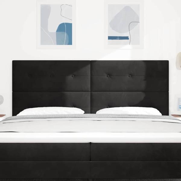 Kopfteil Mit Knopfheftung Schwarz 200 cm Samt