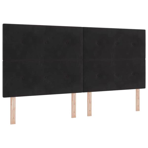 Kopfteil Mit Knopfheftung Schwarz 200 cm Samt