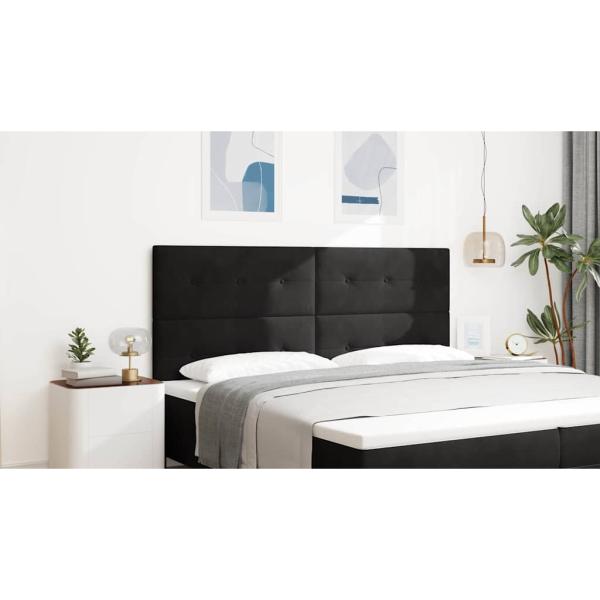Kopfteil Mit Knopfheftung Schwarz 200 cm Samt