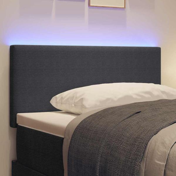 LED Kopfteil mit LED-Lichtleisten Dunkelgrau 80 cm Cordstoff