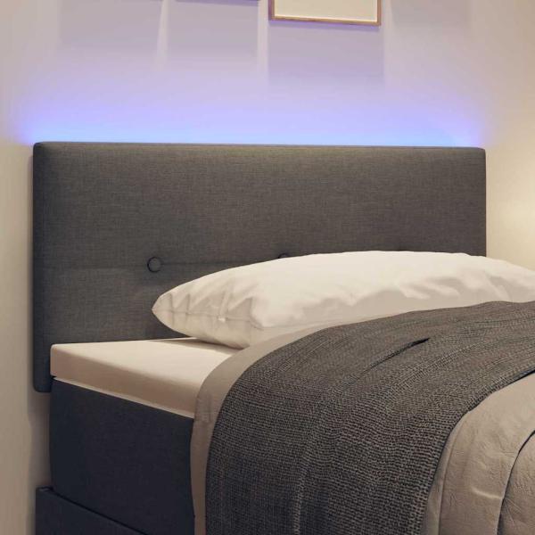 LED Kopfteil Knopfgepolstert Dunkelgrau 90 cm Stoff