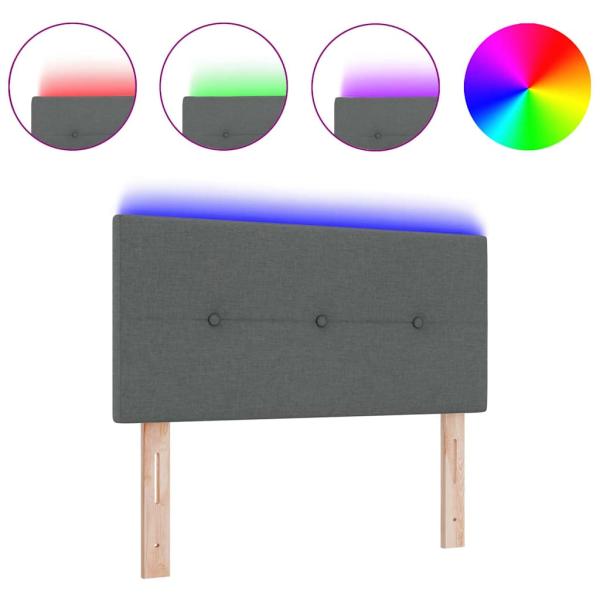 LED Kopfteil Knopfgepolstert Dunkelgrau 90 cm Stoff