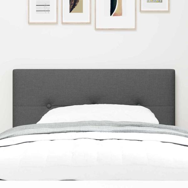 LED Kopfteil Knopfgepolstert Dunkelgrau 90 cm Stoff