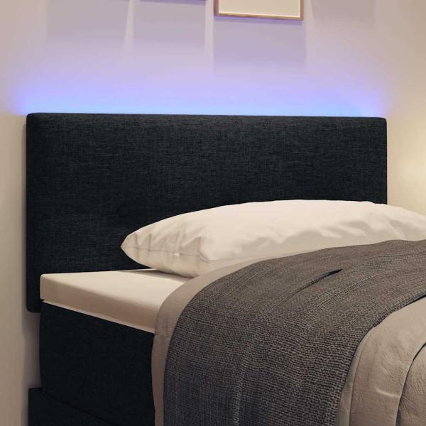 LED Kopfteil Mit Knopfheftung Schwarz 90 cm Stoff