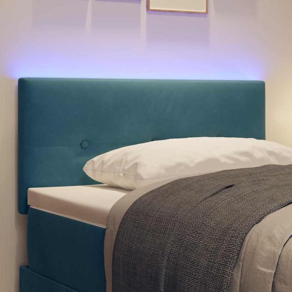 LED Kopfteil Mit Knopfheftung Dunkelblau 90 cm Samt