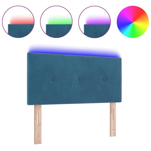 LED Kopfteil mit Knopfheftung Dunkelblau 100 cm Samt