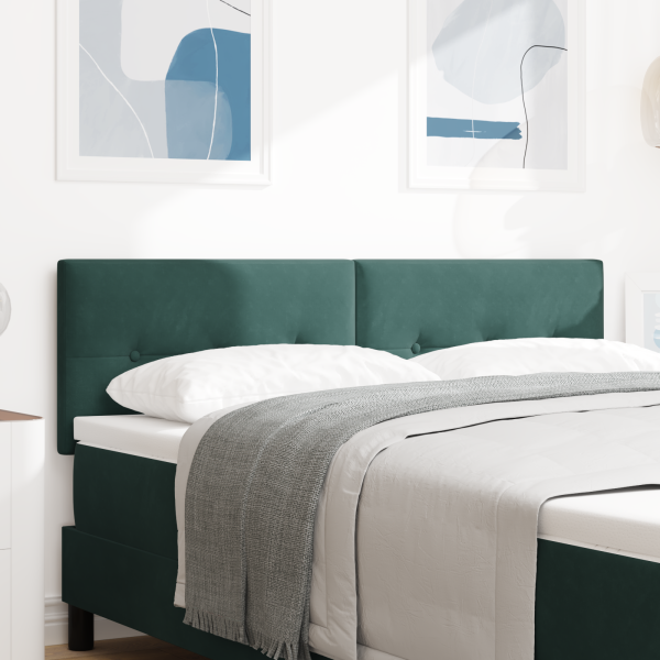 LED Kopfteil mit Knopfheftung Dunkelgrün 80 cm Samt