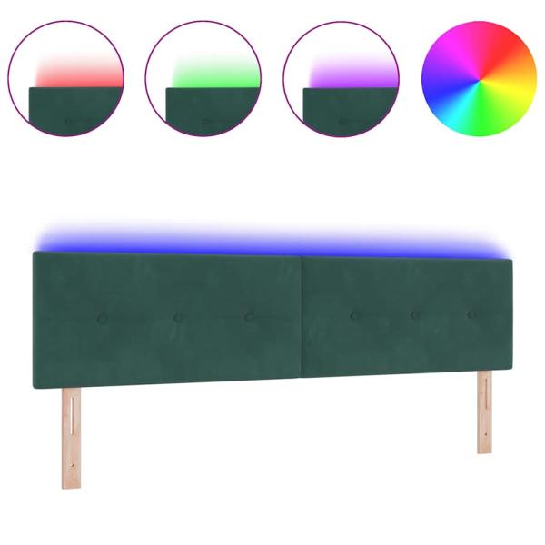 LED Kopfteil mit Knopfheftung Dunkelgrün 90 cm Samt
