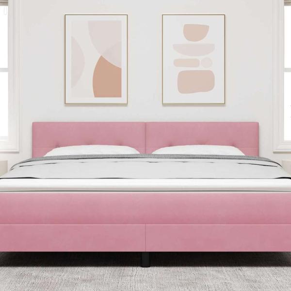 LED Kopfteil Mit Knopfheftung Rosa 90 cm Velvet