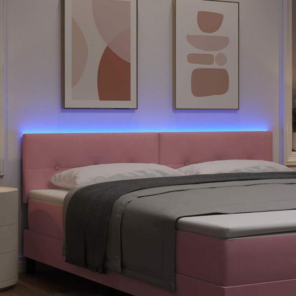 LED Kopfteil Mit Knopfheftung Rosa 90 cm Velvet